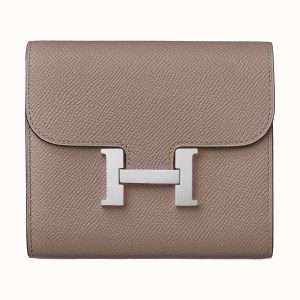 Hermès Constance Compact Hermes Wallet Étoupe Palladium Hardware