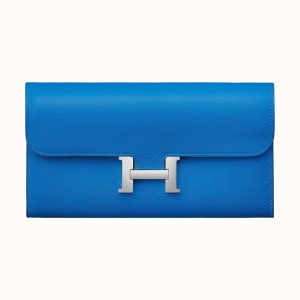 Hermès  Constance Long Wallet Bleu Hydra Palladium Hardware