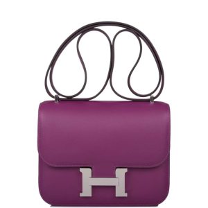 Hermès Constance Mini 18 Anemone Evercolor Palladium Hardware