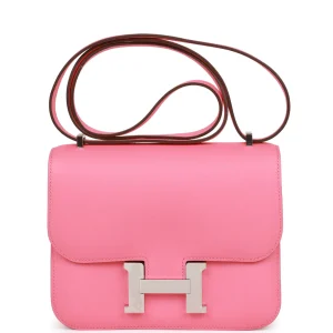 Hermès Constance 18 Rose Azalee Swift Palladium Hardware
