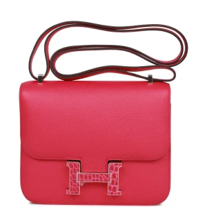 Hermès Constance 18 Rose Mexico Epsom and Alligator Palladium Hardware