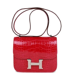 Hermès Constance 18 Rose Mexico Shiny Alligator Palladium Hardware