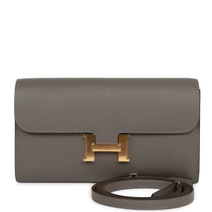 Hermès Constance Wallet To Go Gris Meyer Epsom Gold Hardware