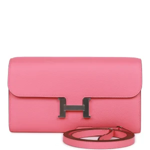 Hermès Constance Wallet To Go Rose Azalee Evercolor Palladium Hardware