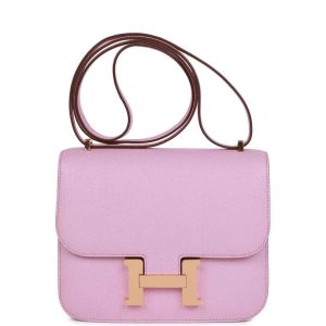 Hermès Constance 18 Mauve Sylvestre Chevre Rose Gold Hardware