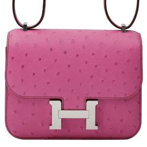 Hermès Constance 18 Fuschia Pink Ostrich Palladium hardware