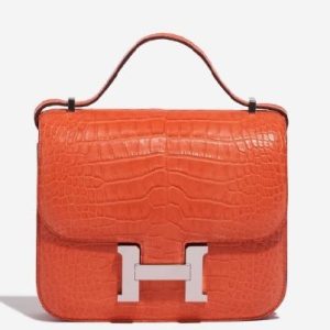 Hermès Constance 18 Orange Poppy Matte Alligator Palladium Hardware