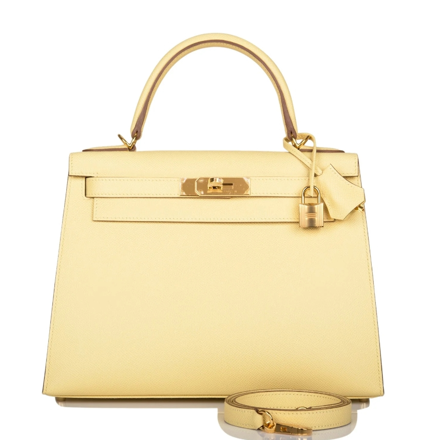 kelly-28-jaune-poussin-epsom-sellier-gold-hardware