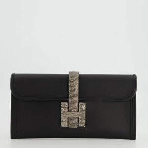 Hermès Jige Touch & Elan Black 89, Ombre 1B Lizard, Swift U
