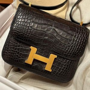 Hermès Constance  18 Black 89 Alligator Matt 2024 B