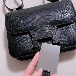 Hermès Constance Marquette & Mirror 24 Black 89 Alligator Matt 2023 U