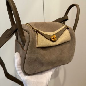 Hermès Lindy  Mini Etoupe  18 Grizzly, Swift B