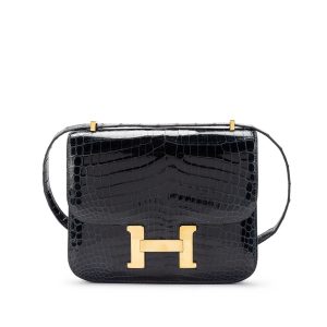 Hermès Constance  18 Black 89 Alligator Shiny A