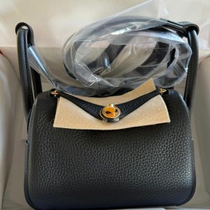 Hermès Lindy  Mini Black 89 Clemence W