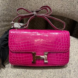 Hermès Constance Elan Rose Scheherazade J5 Niloticus Crocodile Shiny Q