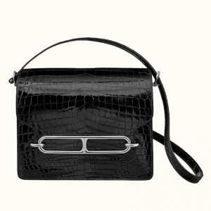 Hermès Roulis  23 Black 89 Niloticus Crocodile Shiny Y