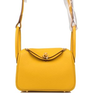 Hermès Lindy  Mini Jaune Ambre 9D Clemence 2019 D