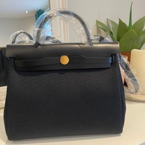 Hermès Herbag  31 Black 89 Toile 2024 W