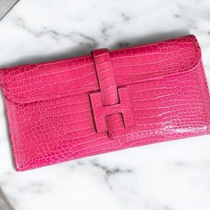 Hermès Jige Elan Rose Tyrien E5 Porosus Crocodile Shiny 2016 X