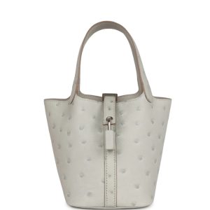 Hermès Picotin  Micro Gris Pearl 80 Ostrich 2023 B