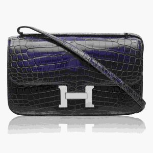Hermès Constance Elan Blue Tempete N7 Porosus Crocodile Matt 2018 C