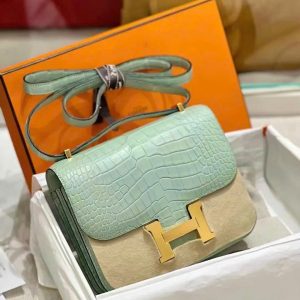 Hermès Constance  18 Vert d'eau 6J Alligator Matt 2021 Z