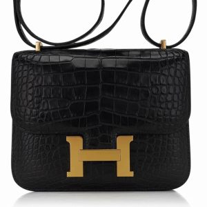 Hermès Constance  18 Black 89 Alligator Matt 2022 U