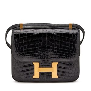 Hermès Constance  24 Black 89 Niloticus Crocodile Shiny 2014 R