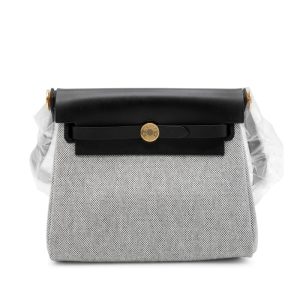 Hermès Herbag  Mini Black 89, Ecru Toile, Vache Hunter 2025 W