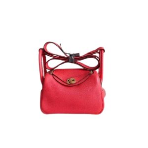 Hermès Lindy  Mini Rose Texas 0E Clemence 2020 Y