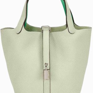 Hermès Picotin Verso 18 Gris Neve 0W, Vert Comics 0Z Clemence, Swift 2025 K